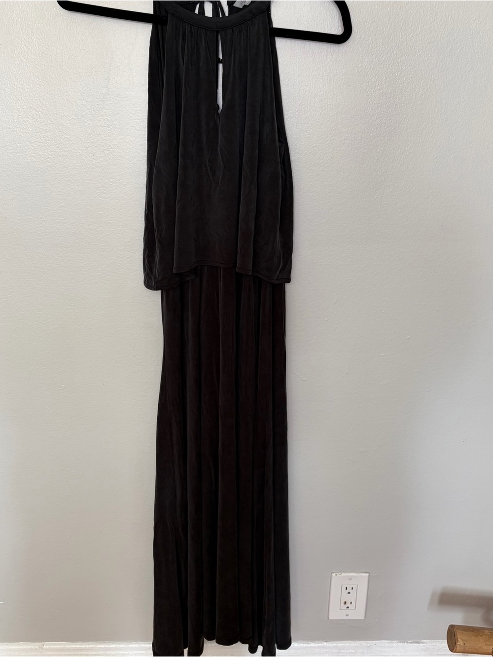 Athleta Delphi Black Halter Maxi Dress Cutout Bodice Blouson Travel Size XS